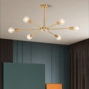 6-Light Chandelier Light Fixture Industrial Style Exposed Bulb Shape Metal Pendant Lighting Fixtures