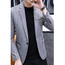 Men Casual Suit Blazer Heathered Lapel Collar Single Button Pocket Detail Suit Blazer