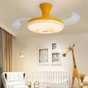 Flushmount Fan Lighting Children's Room Style Acrylic Flush Fan Light Fixtures for Living Room Remote Control Stepless Dimming