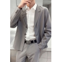 Popular Guys Suit Blazer Plain Lapel Collar Button Closure Pocket Detail Regular Fit Suit Blazer