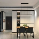 Strip Shape Simple Style Island Light Aluminum Island Pendant in Black for Office/Dining Room