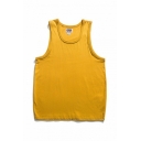 Basic Tank Whole Colored Scoop Collar Sleeveless Relaxed Wide Shoulder Tank Top for Men