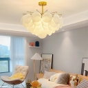 Round Shade Hanging Light American Style Glass Chandelier Light for Living Room