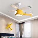 Acrylic Plane Ceiling Fan Lamp Kids LED Bedroom Metal Semi Flush Mounted Lights