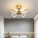 White Butterfly Flush-Mount Light Fixture Modern Style Metal 6 Lights Flush Ceiling Light Fixture