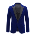 Men Elegant Suit Blazer Color Block Lapel Collar Single Button Pocket Detail Suit Blazer