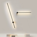 Minimalist Linear Flush Wall Sconce Metal Corridor LED Wall Mounted Lamp in Black for Bedroom