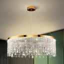 Round Modern Chandelier Lighting Fixtures Tassel Ceiling Pendant Light for Living Room