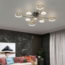 9-Light Semi Flush Mount Simple Style Geometric Shape Metal Ceiling Mounted Lights