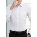Unique Shirt Pure Color Long-sleeved Turn-down Collar Regular Button down Shirt for Men