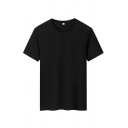 Simple T-Shirt Solid Round Neck Short Sleeve T-Shirt for Mens