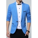 Street Look Mens Blazer Plain Lapel Collar Long Sleeve Skinny Single Button Suit Blazer