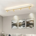 Modern Tubular Track Lighting Fixture Metal Semi Flush Mount Ceiling Light in Gold