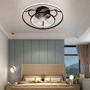 Metal Ring Ceiling Fan Light Modern Style LED Semi Flush Lamp