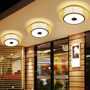 Yellow Oval Flush Mount Lights Modern Style Bamboo 1 Light Flush Light Fixtures