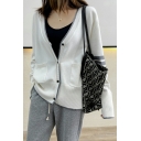 Street Look Cardigan V Neck Button Up Striped Pattern Long Sleeve Loose Fit Cardigan for Ladies