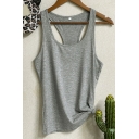 Classic Womens Tank Solid Color Scoop Neck Tank Top