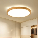 Modern Wooden Geometric Flush Mount Light LED Lighting with Acrylic Shade