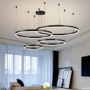 Contemporary Round Metal Chandelier Lighting Tiered LED Chandelier for Living Room