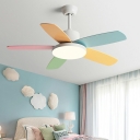 Corlorful Ceiling Fan Light Modern Metal Third Gear 1-Light LED Ceiling Fan for Kid’s Room