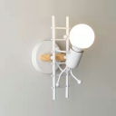 1-Light Sconce Light Fixtures Kids Style Expoed Buld Shape Metal Wall Lamps