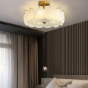 Glass Semi Flush Mount Ceiling Fixture Modern Ceiling Mount Chandelier for Bedroom