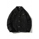 Vintage Guys Denim Jacket Plain Button Closure Pocket Detail Spread Collar Denim Jacket
