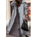 Stylish Womens Trench Coat Single Breasted Solid Color Oversized Long Trench Coat