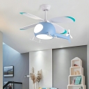 Girl Boy Bedroom Light Fixture Creative Plane Shape Ceiling Fan