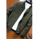 Urban Men Baseball Jacket Plain Zipper Closure Stand Collar Relaxed Fit Baseball Jacket with Pocket