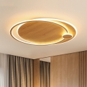Contemporary Round Flush Lighting Metal 3-Light Flush Mount Lamp in Natural