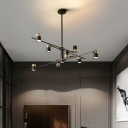 10-Light Hanging Chandelier Contemporary Style Cylinder Shape Metal Pendant Lighting Fixtures