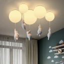Creative Glass Semi Flush Mount Ceiling Fixture Contemporary Simplistic Ceiling Light Fixture for Bedroom