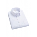 Vintage Shirt Striped Print Turn-down Collar Slim Short Sleeve Button Down Shirt for Guys