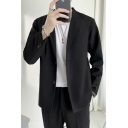 Daily Guys Suit Blazer Plain Lapel Collar Button Closure Long Sleeve Regular Fit Suit Blazer