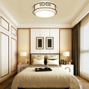 Black Flushmount Lighting Fabric Shade Traditional Style Flush Ceiling Light Fixture