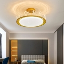 Metal Circular Flush Mount Lighting Kids Style 1 Light Flush Mount Ceiling Ligh in Brass