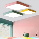 Geometric Flush Light Metal Modern Macaron Flush Mount Lamp for Kid’s Room
