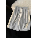 Dashing Mens Shorts Stripe Print Drawstring Waist Mid Rise Straight Fit Shorts with Pocket