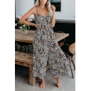 Casual Ladies Jumpsuits Tie-Dyed Strap Sleeveless Wide Leg Jumpsuits