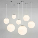 Sphere Pendant Lighting Modern Glass 1-Light Pendant Light in White
