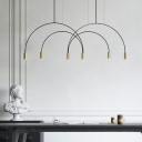 Nordic Style Arch Shade Pendant Light Aluminum Pendant Lighting in Black for Dinning Room Office