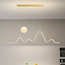 2-Light Island Ceiling Lights Minimalist Style Liner Shape Metal Pendant Lighting