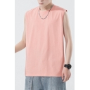 Unique Vest Whole Colored Crew Neck Sleeveless Relaxed Fit Tank Top for Men