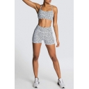 Gym Womens Two-Piece Set Polka Dot Print Criss Cross Halter Camis & Shorts Co-ords