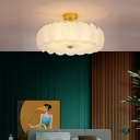 Drum Glass Semi Flush Mount Ceiling Light Modern Minimalism Ceiling Mount Chandelier for Bedroom
