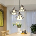 1-Light Hanging Lights Industrial Style Diamond Shape Metal Ceiling Pendant Light