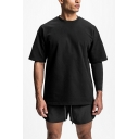 Men's Urban T-Shirt Pure Color Short Sleeve Round Neck Regular Fit T-Shirt