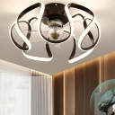 Modern Style Flower Flush Ceiling Light Fixtures Metal 1-Light flush Mount Light in Black