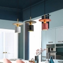1-Light Hanging Ceiling Light Contemporary Style Cylinder Shape Glass Pendant Lighting Fixtures